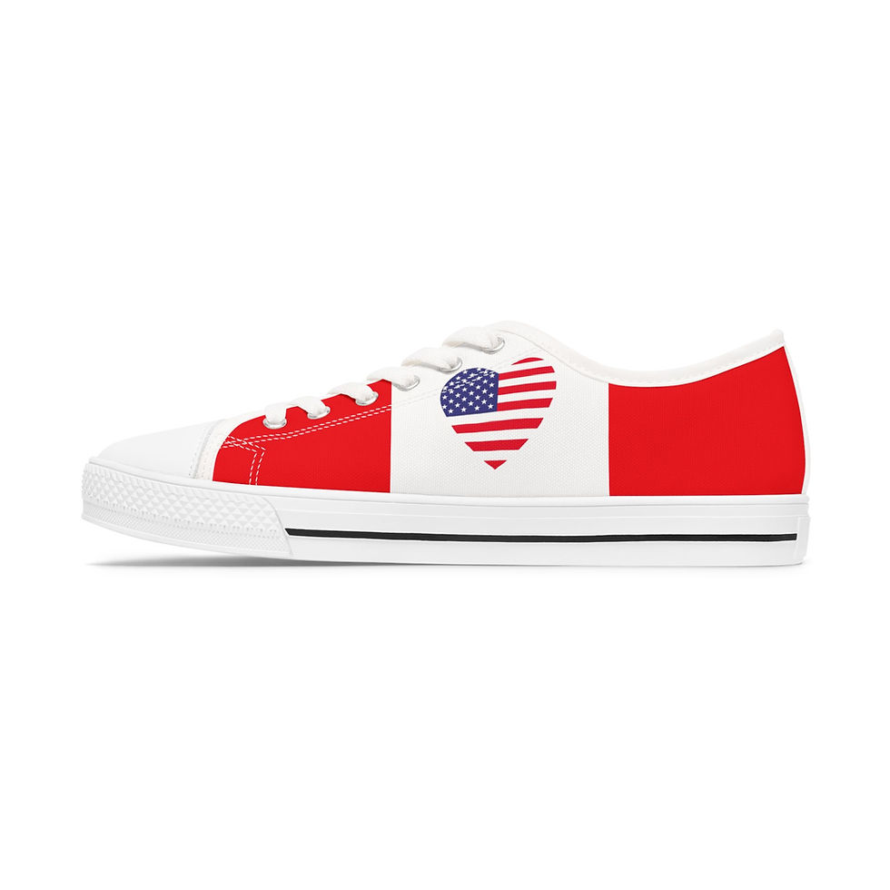 Thumbnail: Patriotic Women's Low Top Sneakers | Casual Comfort, Heart Design, Gift Idea