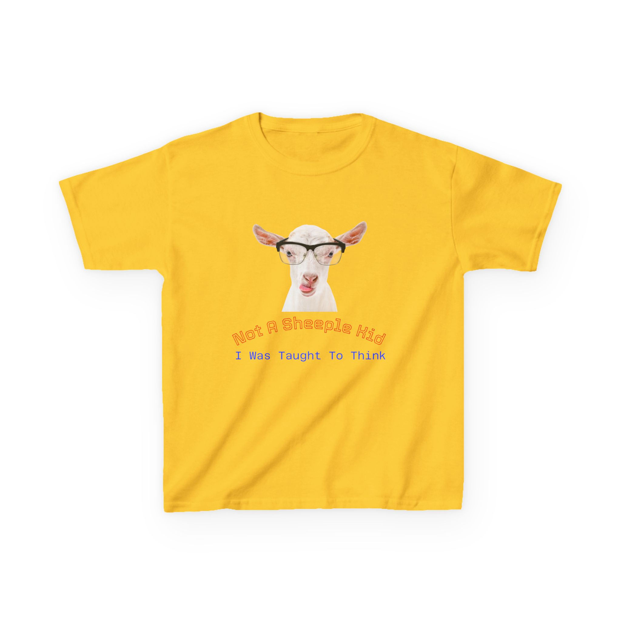Kids Funny Graphic Tee: Not a Sheeple, I Was Taught to Think, Freedom Tee