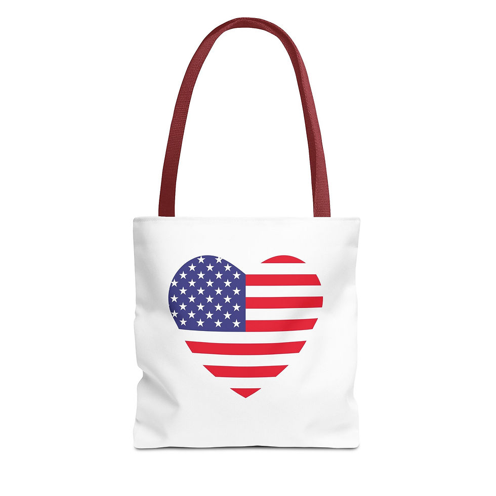 Thumbnail: Patriotic Heart Tote Bag, Personalized Gifts, USA Love Bag, Eco-Friendly Bag