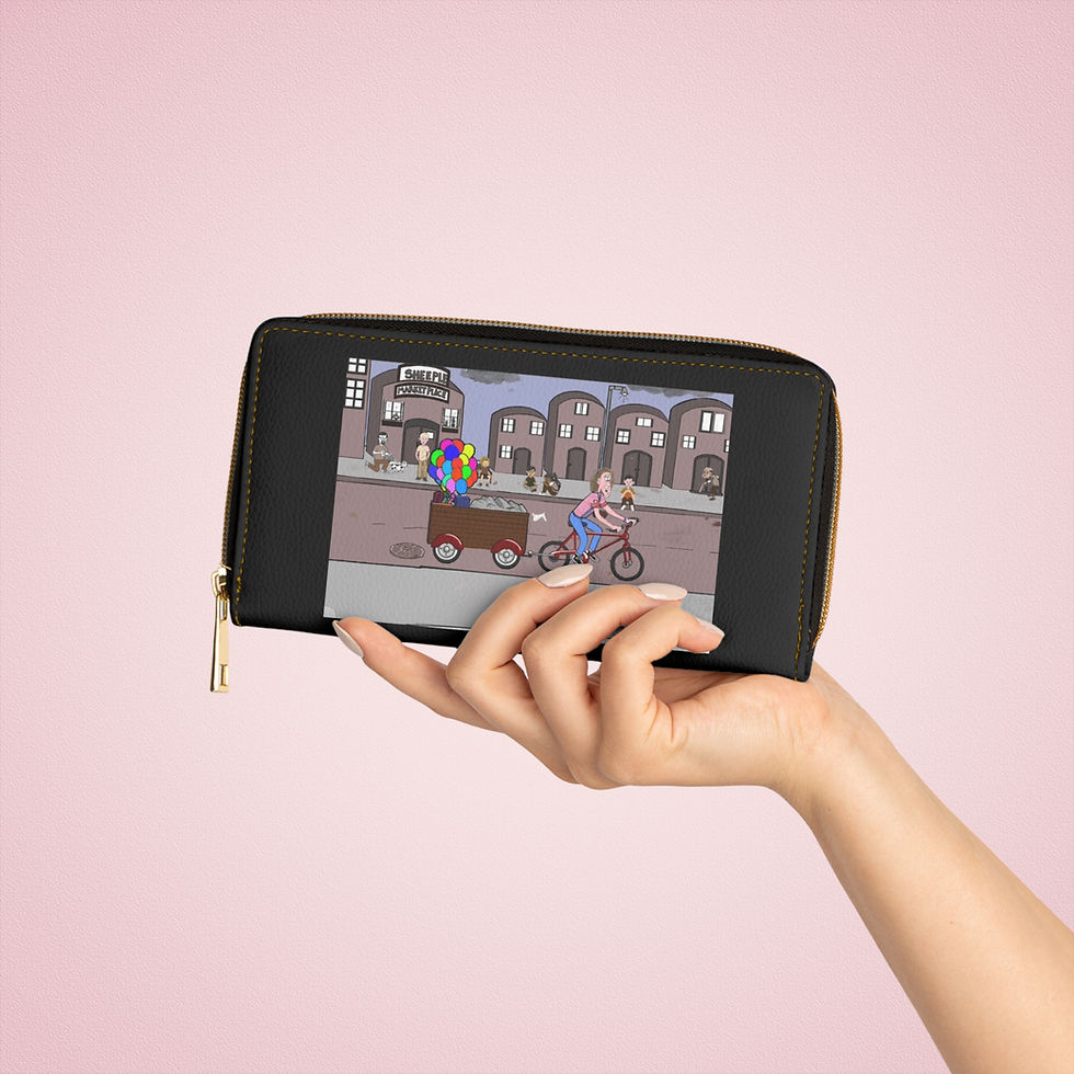 Thumbnail: Zipper Wallet Illustrated From The New Children's Book, "The People of Sheeple"