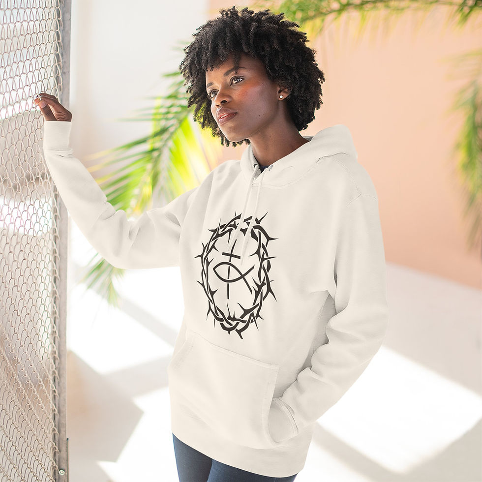 Thumbnail: Christian Crown of Thorns Hoodie — Fish, Faith,  Crown, Pullover