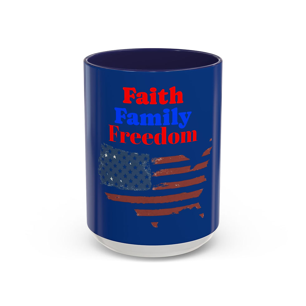 Thumbnail: Patriotic Coffee Mug - Faith Family Freedom, Gift for Veterans, Americana Decor