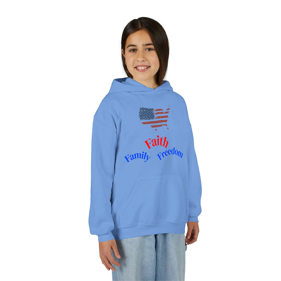Thumbnail: Patriotic Youth Hoodie - Celebrate Your Faith, Family, And Freedom!