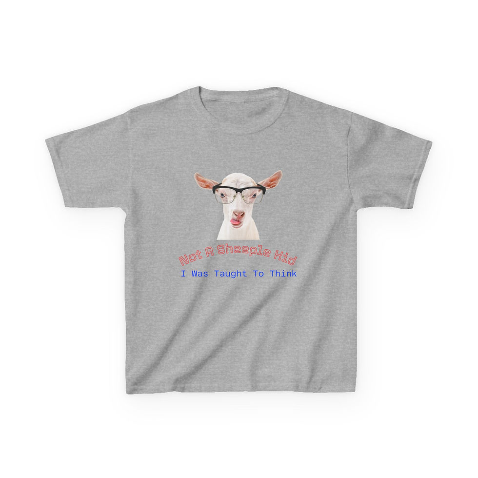Thumbnail: Kids Funny Graphic Tee: Not a Sheeple, I Was Taught to Think, Freedom Tee
