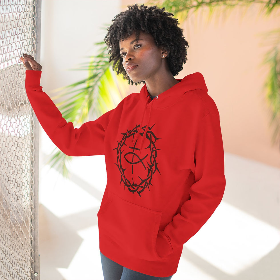Thumbnail: Christian Crown of Thorns Hoodie — Fish, Faith,  Crown, Pullover