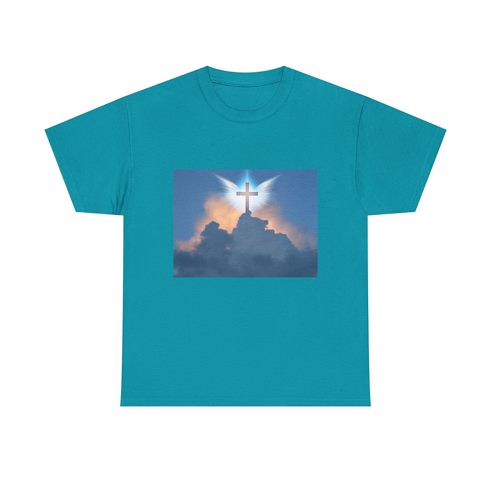 Thumbnail: Heavenly Cross Tee, Faith-Based Unisex Cotton Tee, Inspirational T-Shirt