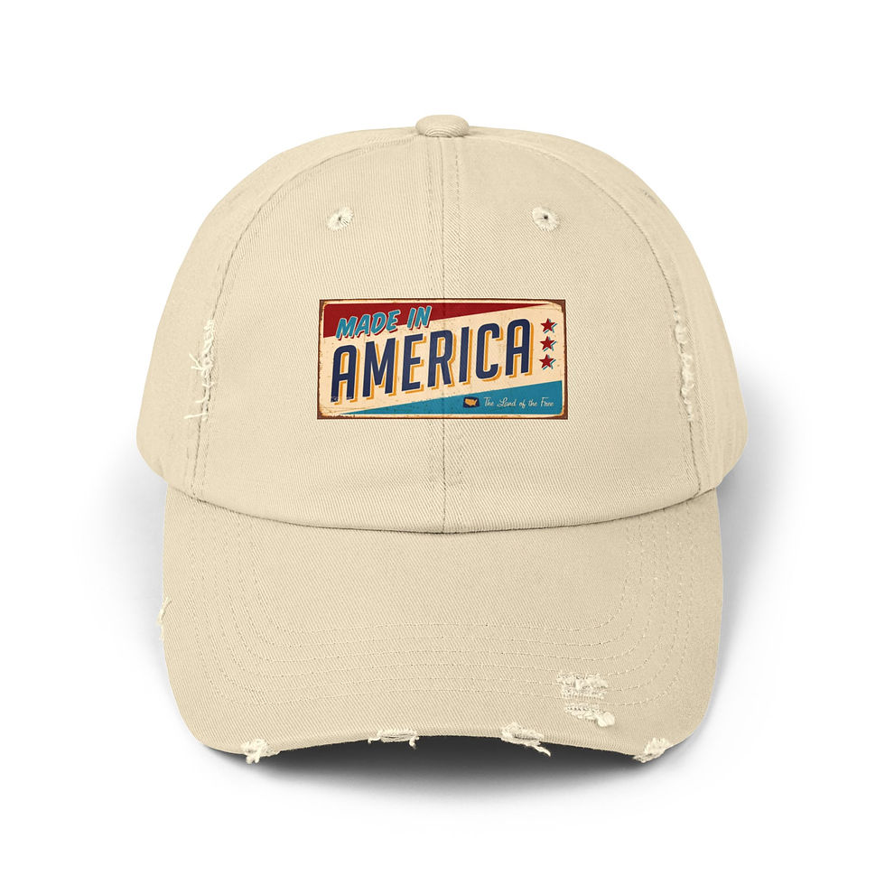 Thumbnail: Distressed Styled Cap with 'Made in America' Design, Great for, Holidays, Gifts 