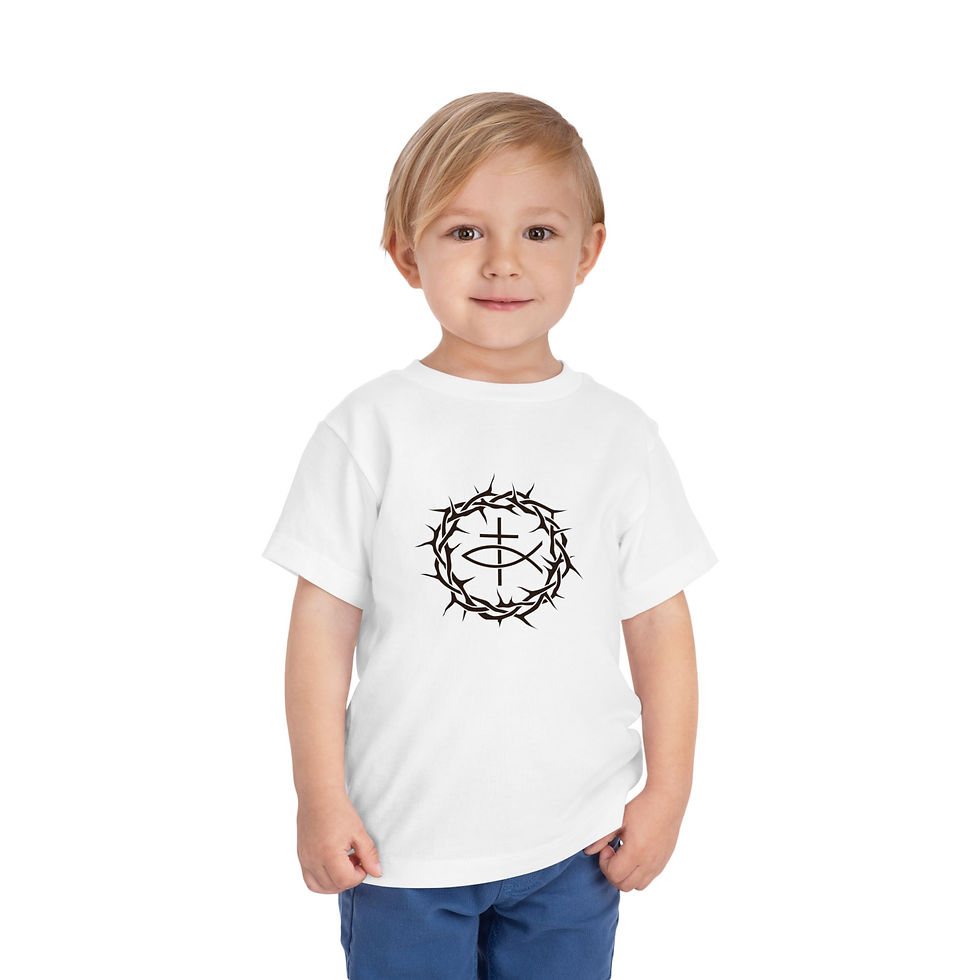 Thumbnail: Toddler Short Sleeve Tee with Crown of Thorns Design, Cute Christian T-Shirt