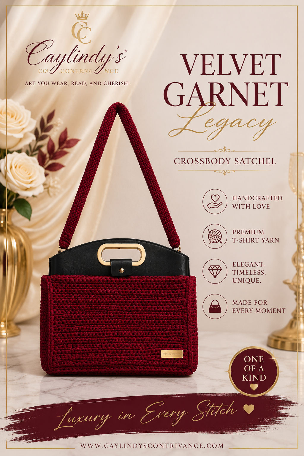 Velvet Garnet Heritage Crossbody Satchel