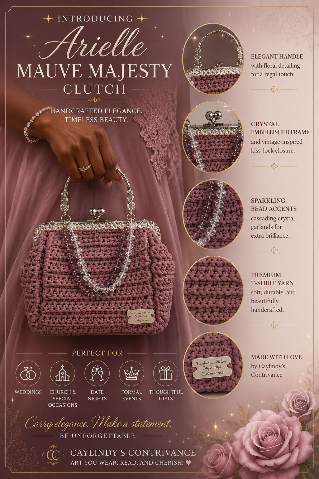Arielle Mauve Majesty Clutch