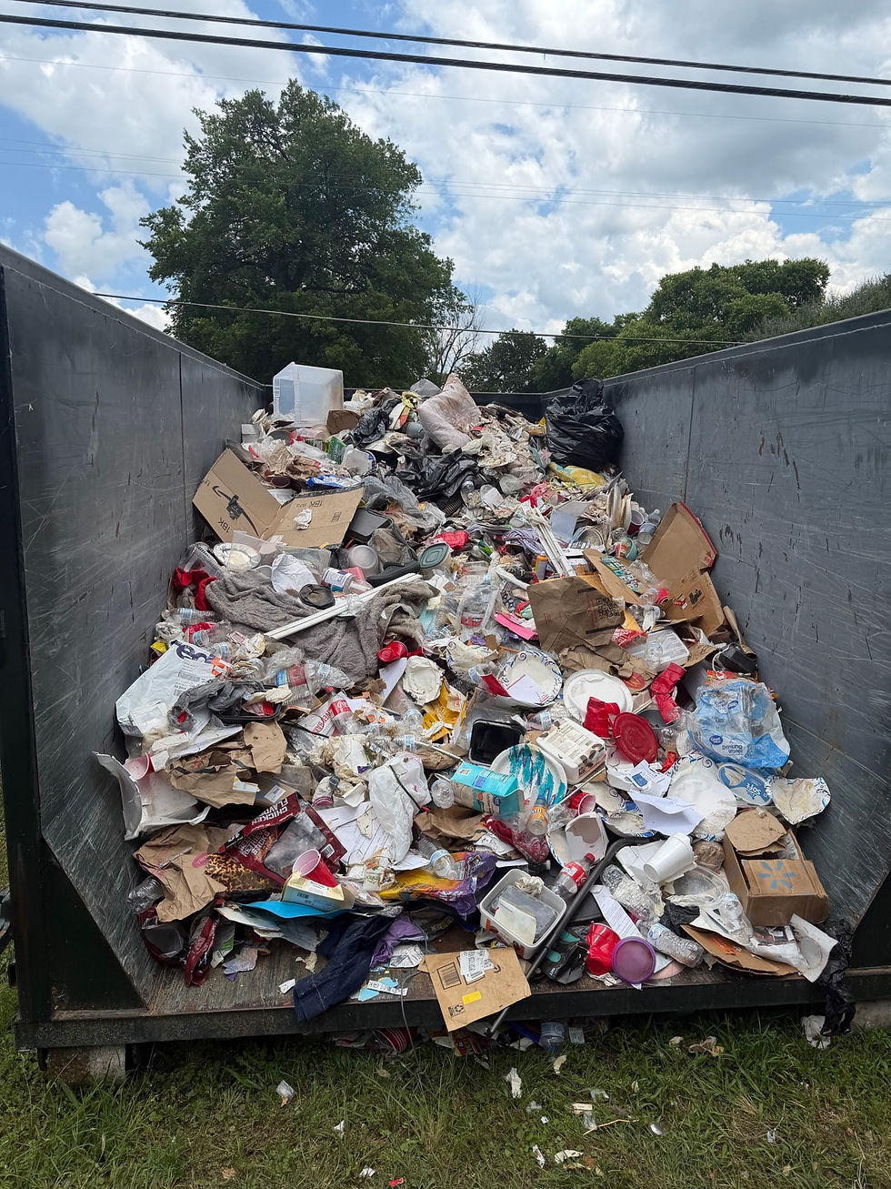 Dumpster filled with junk removal Sherman TX debris