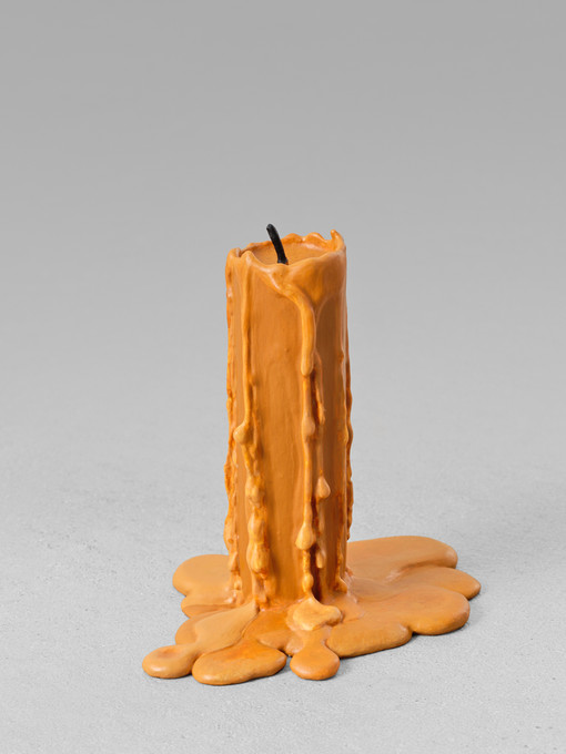 Ugo Rondinone still life. (burnt umber candle), 2013 Cast bronze, lead, paint 3.2 x 3.1 x 5.7 inches