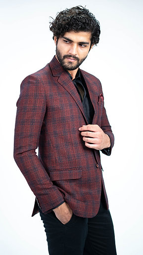 Slim fit Maroon Checks