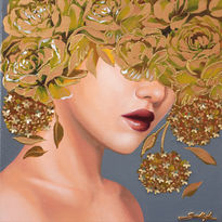 Gold floral artwork