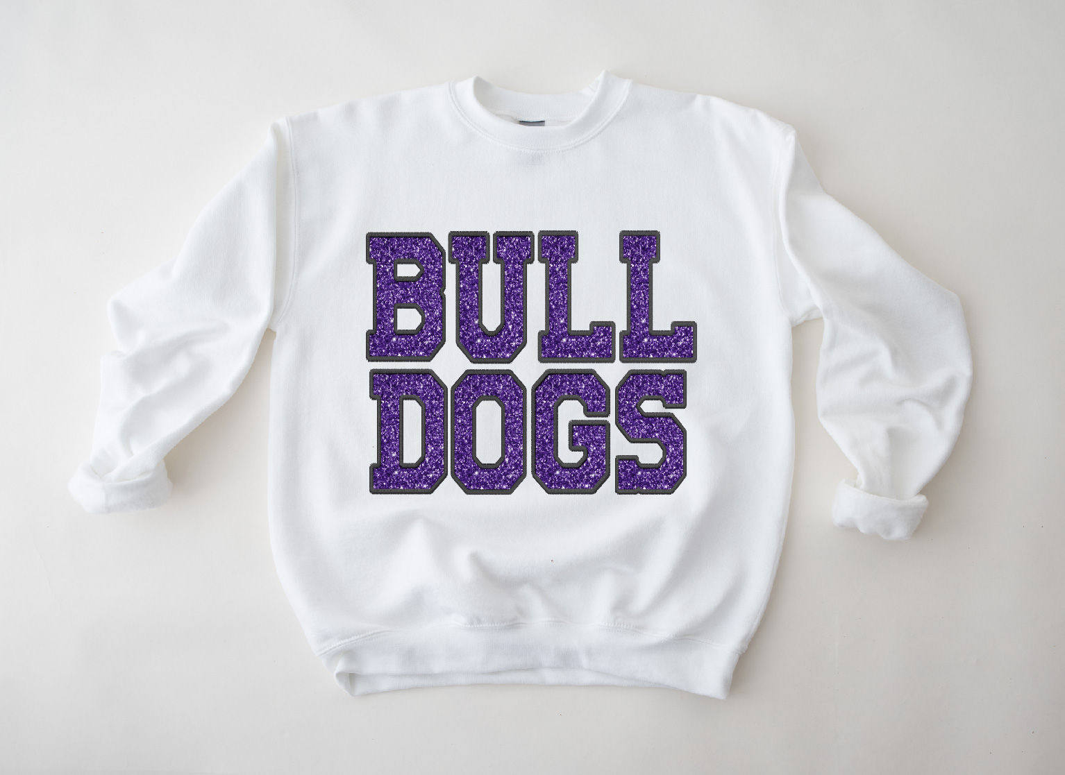 White and Purple Bulldog Crewneck