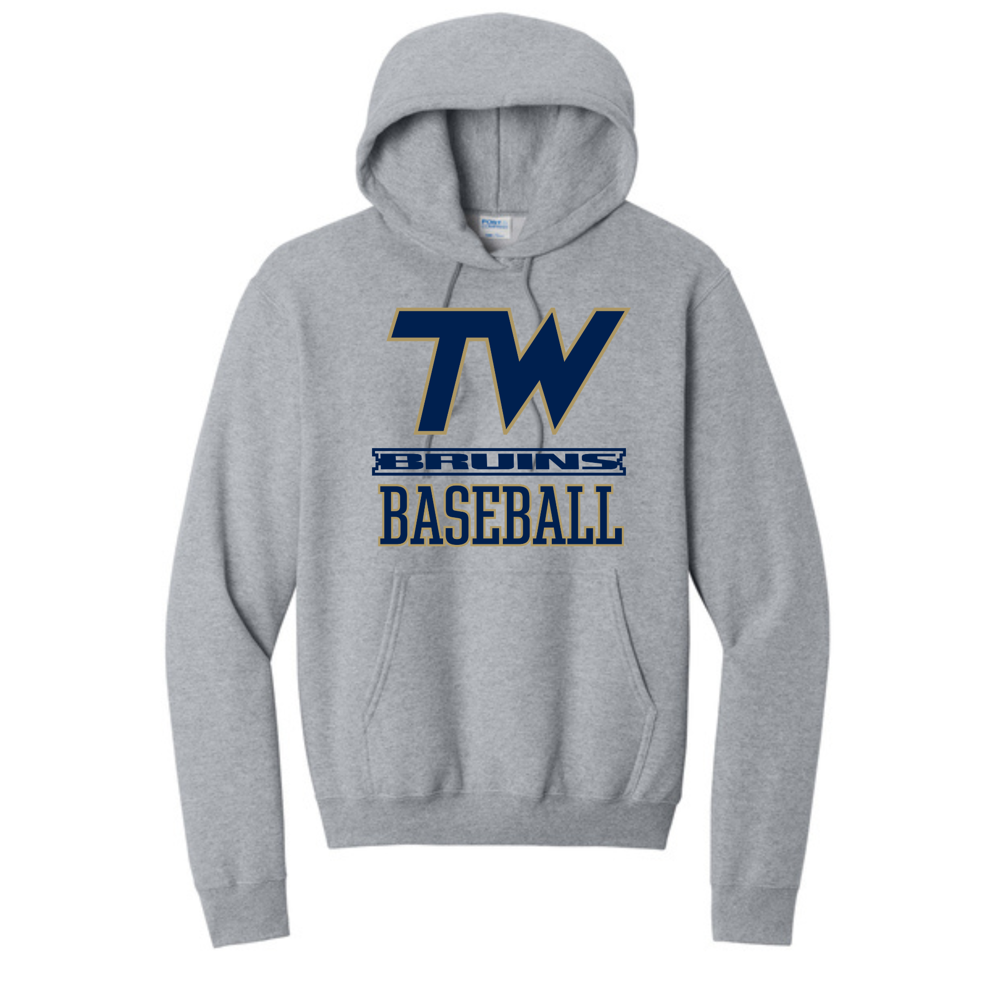 Gray TW Baseball Adult Hoodie