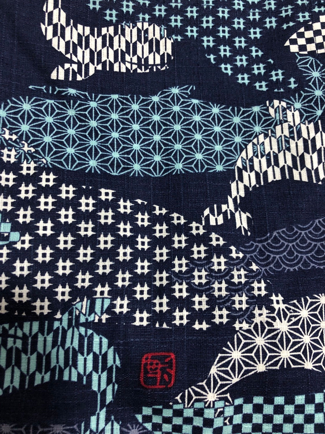 甚平 くじら 紺