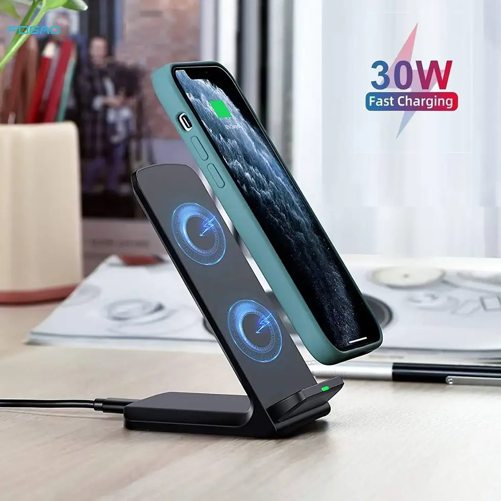 Thumbnail: 30W wireless charger stand charging a smartphone