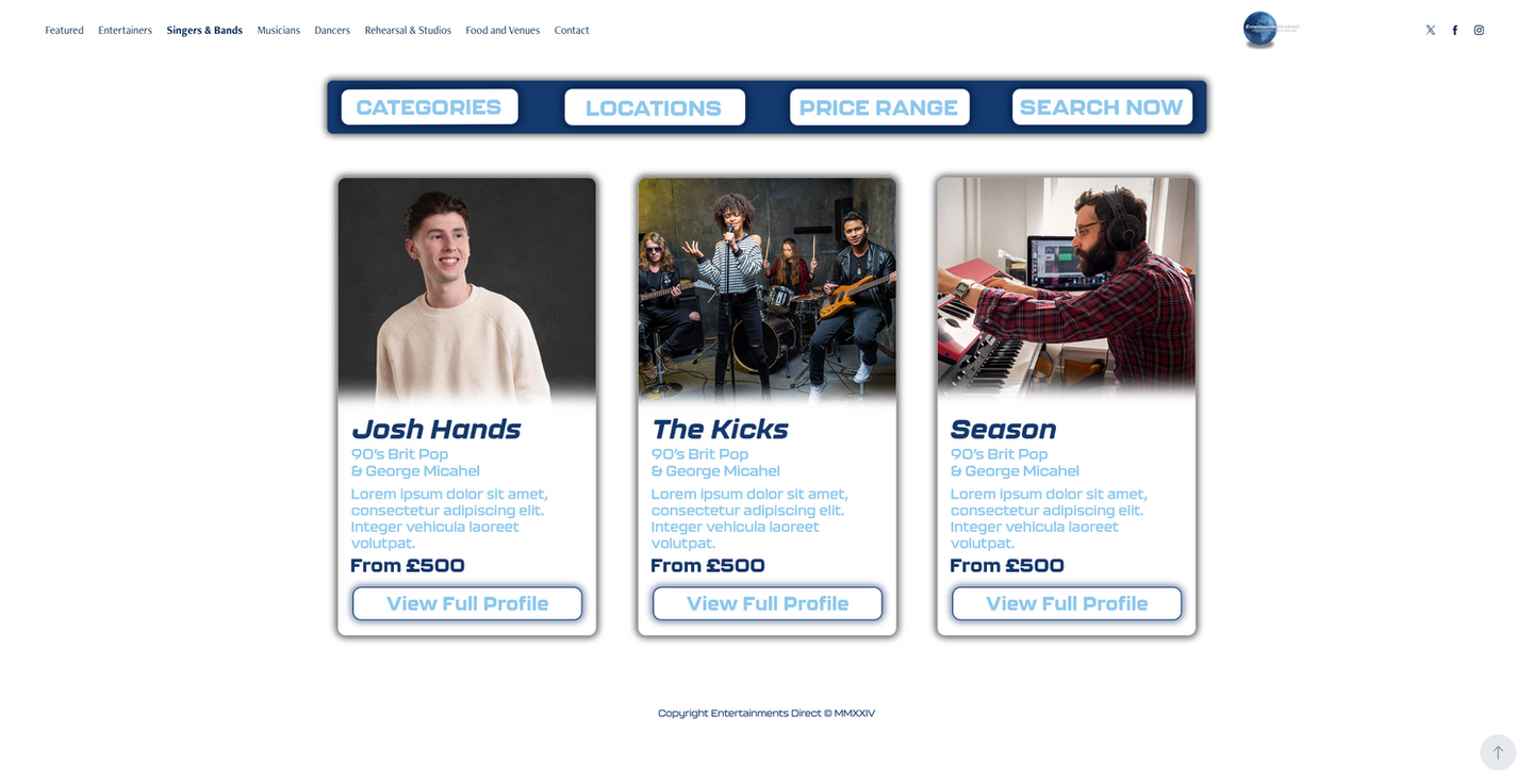Original website acts listing.