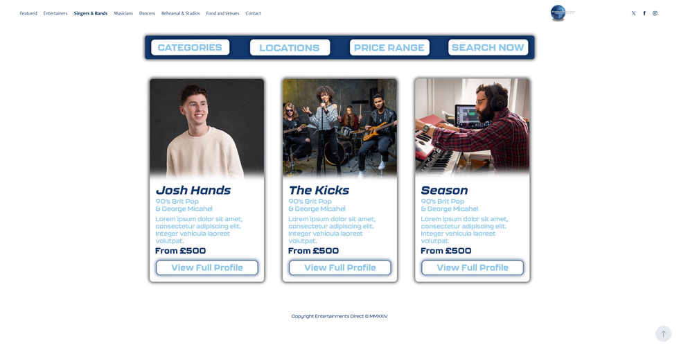 Original website acts listing.
