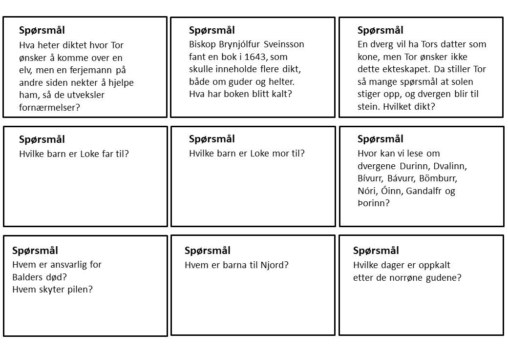 Norrøn litteratur og mytologi - spørsmål og svar
