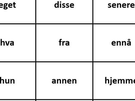 Nynorske glosekort med oppgaver i Google Forms