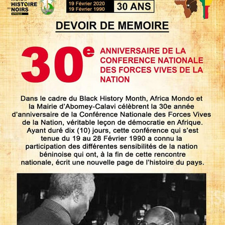 Programme officiel du Mois de l'Histoire des Noirs Afrique, au Bénin