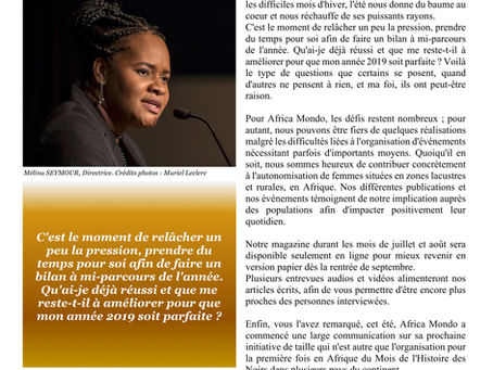 Éditorial Africa Mondo Magazine, juillet 2019