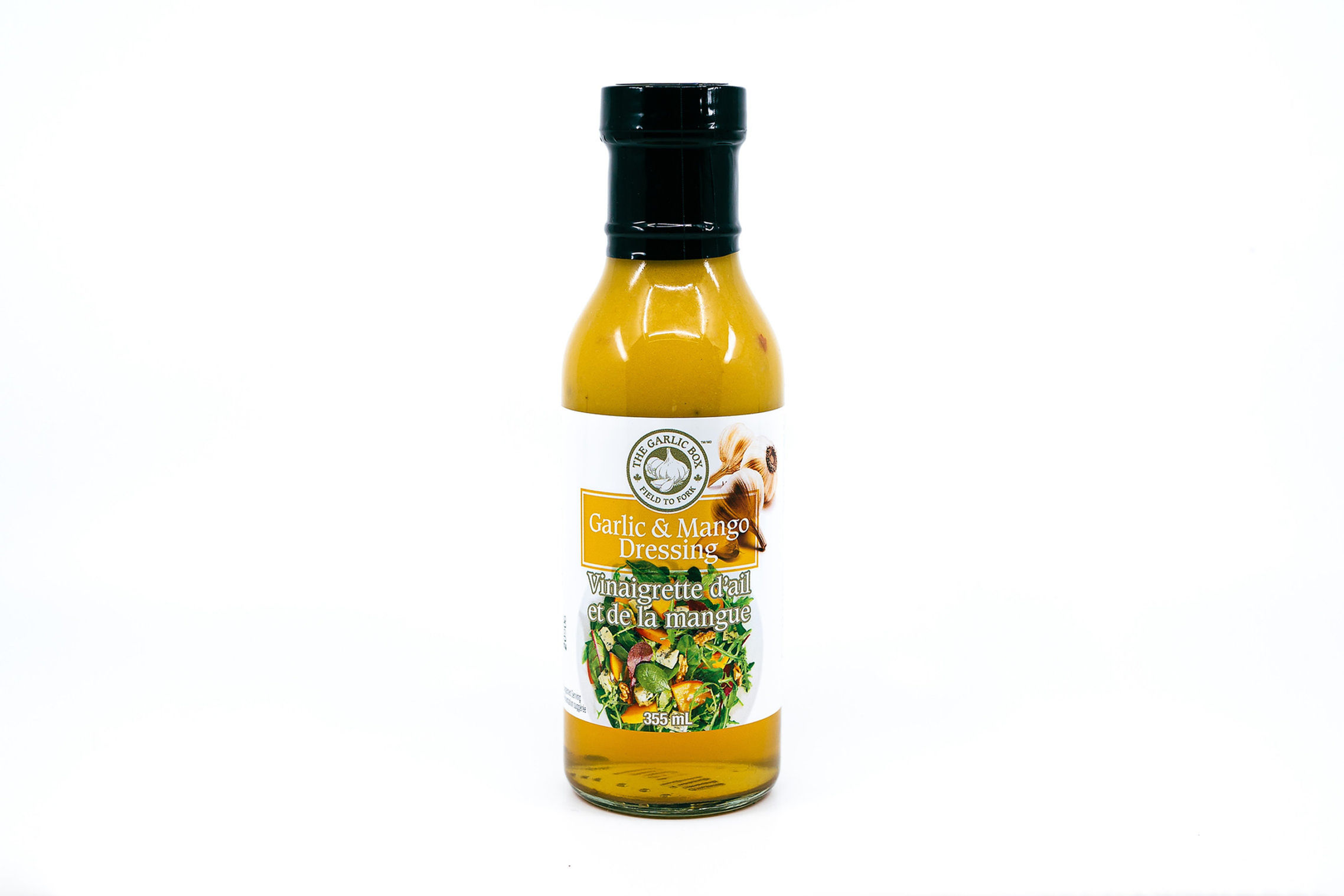 Bouteille de vinaigrette à l'ail et à la mangue