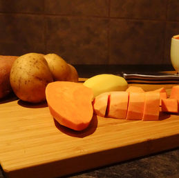 Papillote de patates douces au bacon