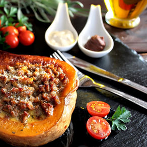 Courge butternut farcie à la viande