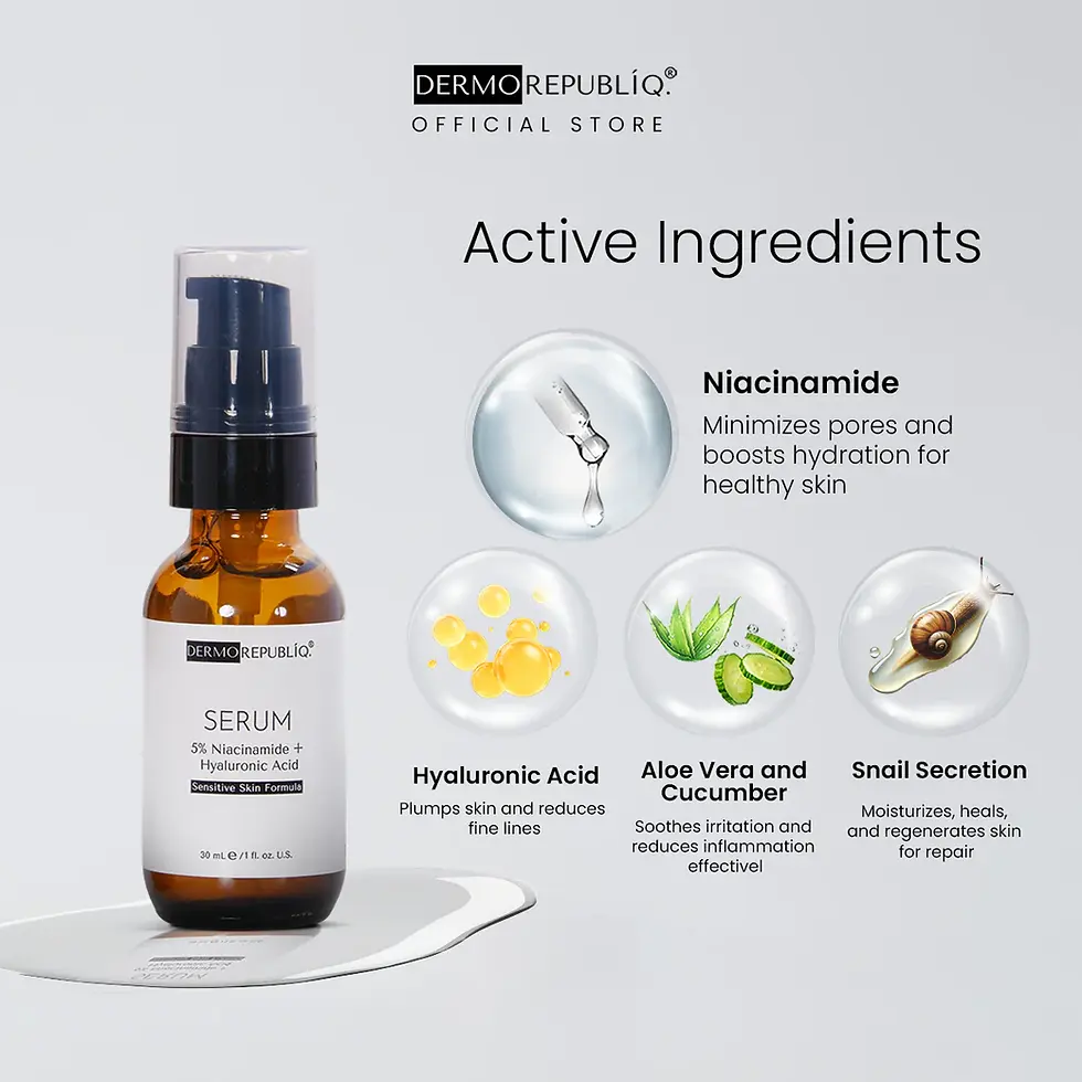 Thumbnail: dermorepubliq 5% niacinamide + hyaluronic acid sensitive skin formula serum - 30