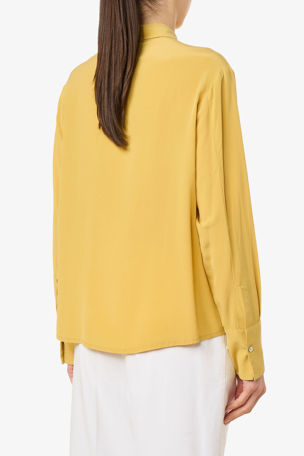 Miniatura: Camicia in crepe de chine di seta tinto capo giallo