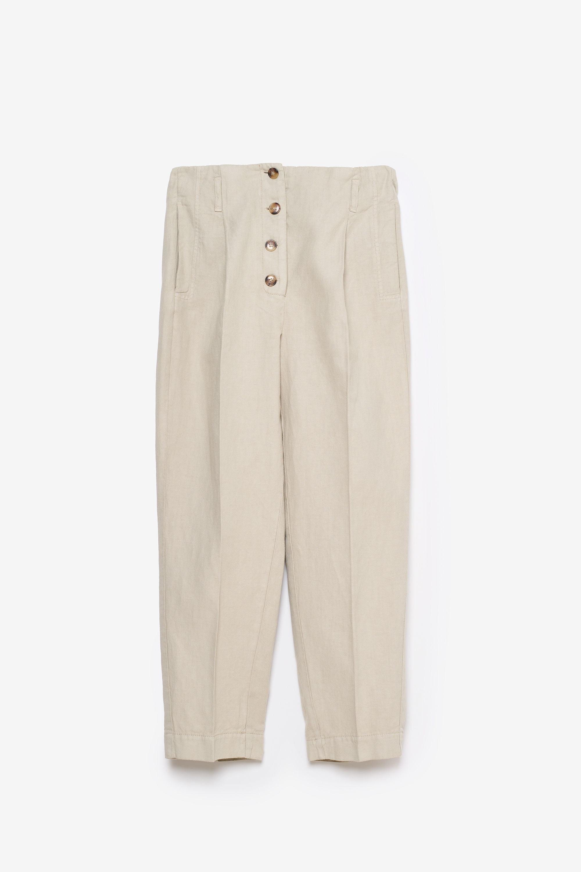 Pantalone in drill di cotone e lino tinto capo