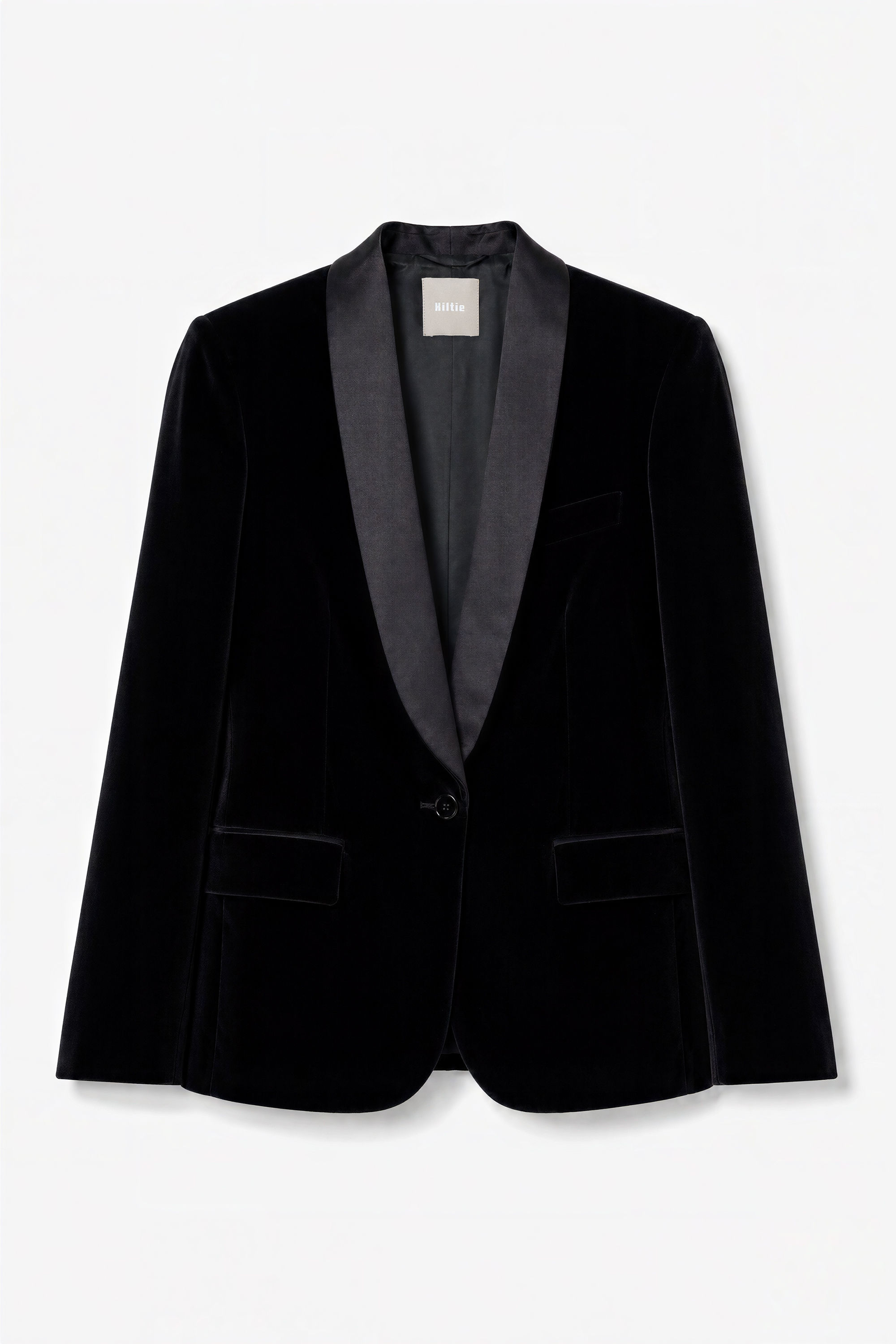 Giacca monopetto smoking in velluto di cotone stretch nero
