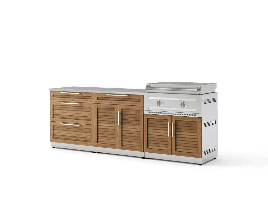 Outdoor Kitchen GR 5 Pc Set 3 Drawer Bar 33 IGC 33 LP Platinum Griddle 64 SS Top