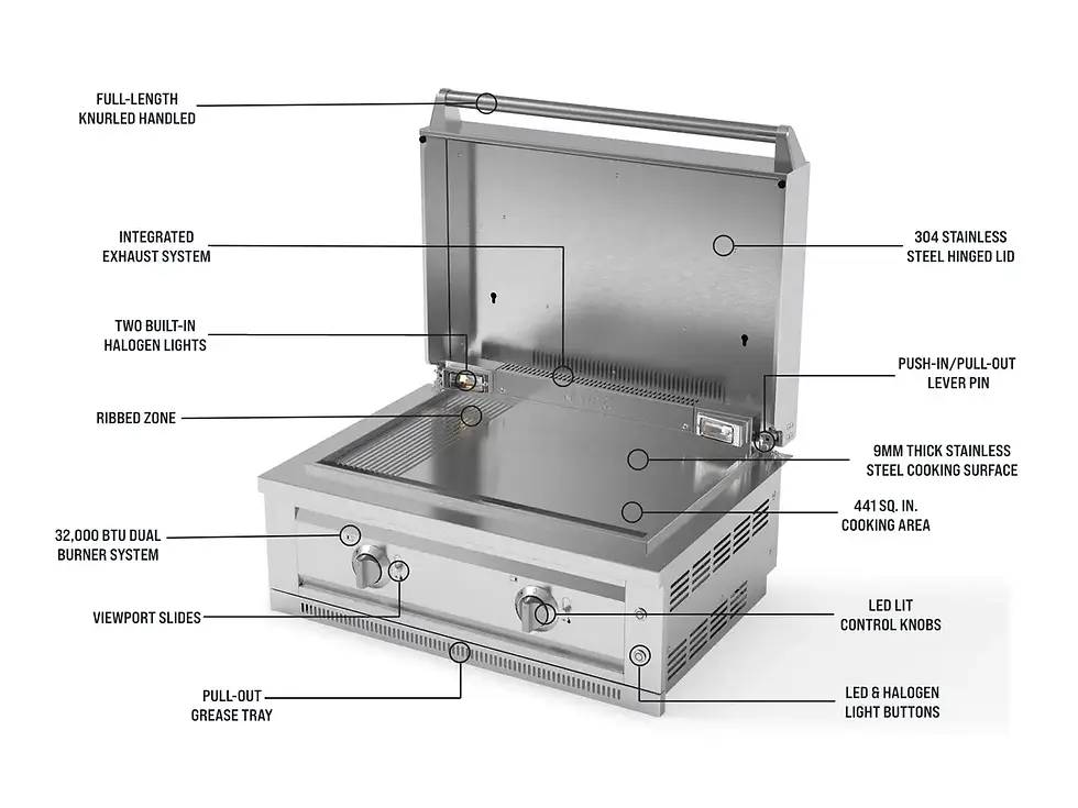 Thumbnail: Outdoor Kitchen GR 5 Pc Set 3 Drawer Bar 33 IGC 33 LP Platinum Griddle