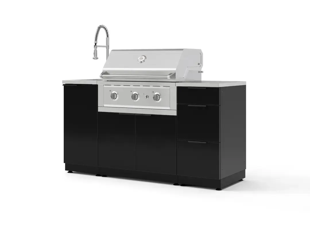 Newage OKC-16 Black 5pc Set 33 Liquid Propane Grill Sink Faucet Chrome