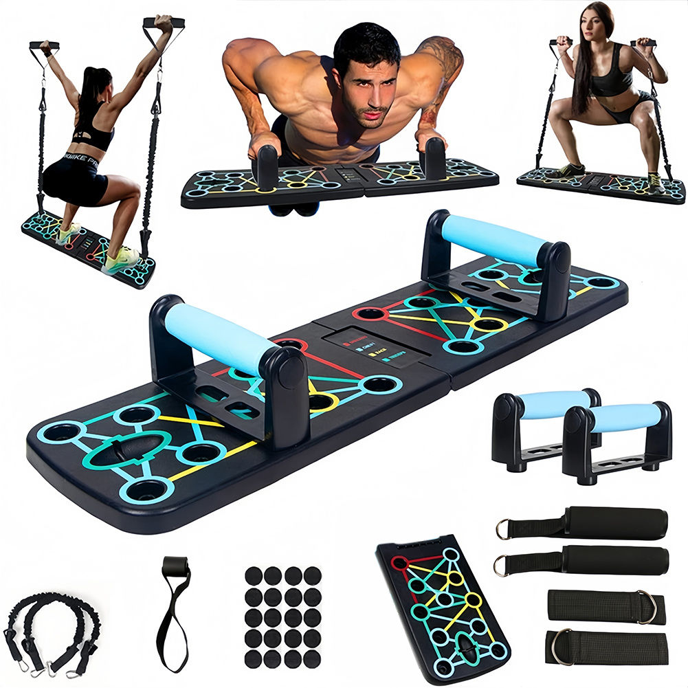 Portable Multifunctional Push-up Board Set With Handles Foldable Fitness Equipme