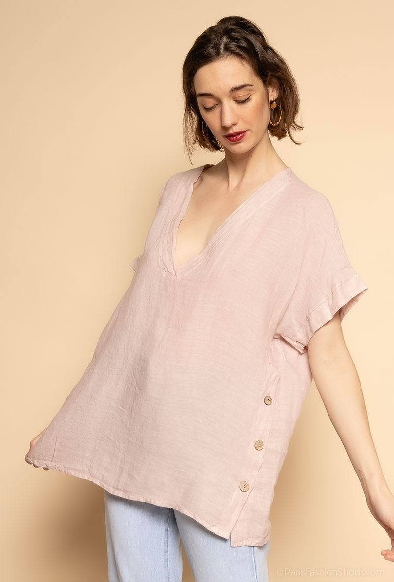 Thumbnail: Linen short sleeve blouse