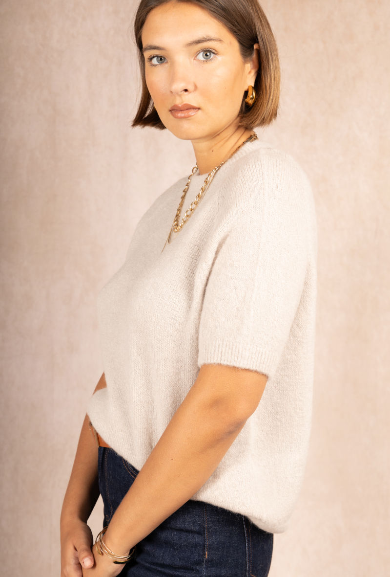 Thumbnail: Short-sleeved sweater 15% superfine alpaca