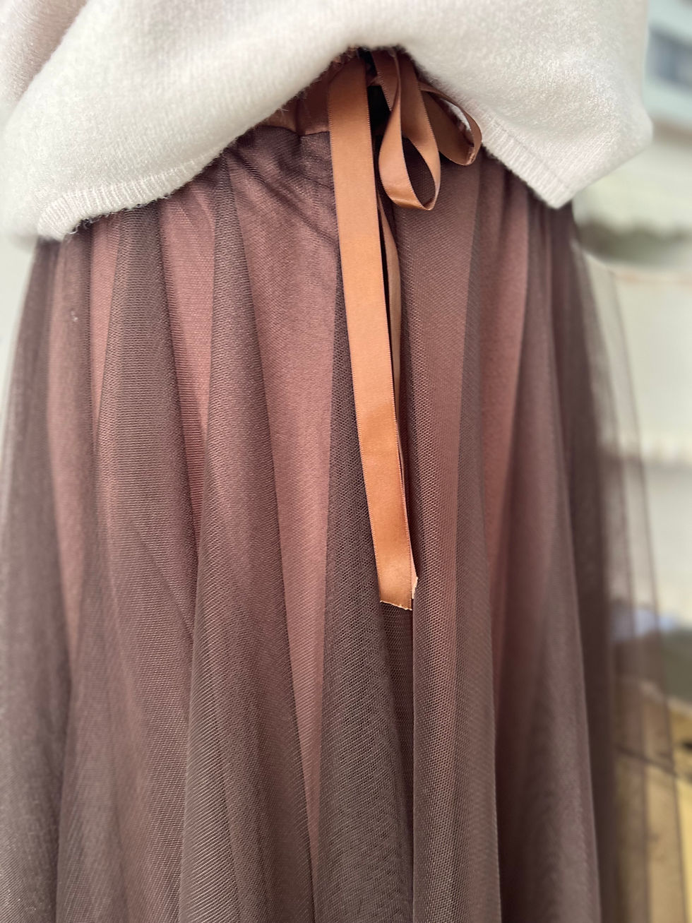 Thumbnail: Tulle skirt Chocolate brown
