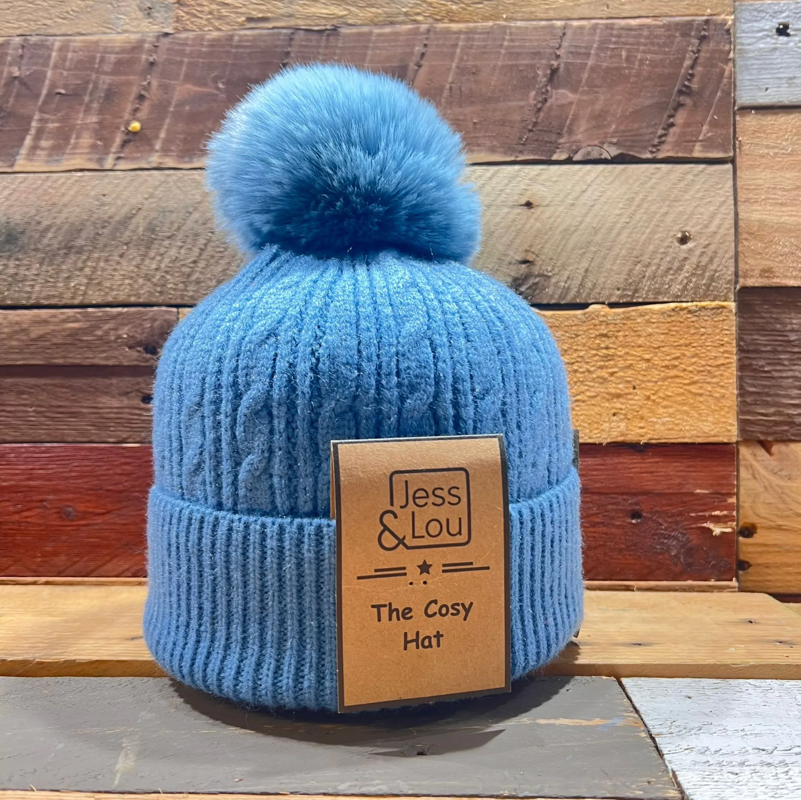 Blue bobble hat