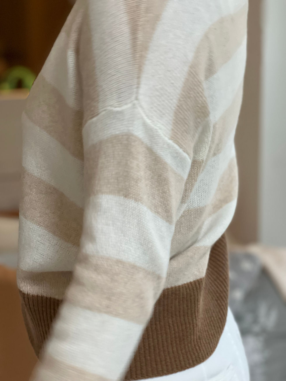 Thumbnail: Striped brown and cream jumper