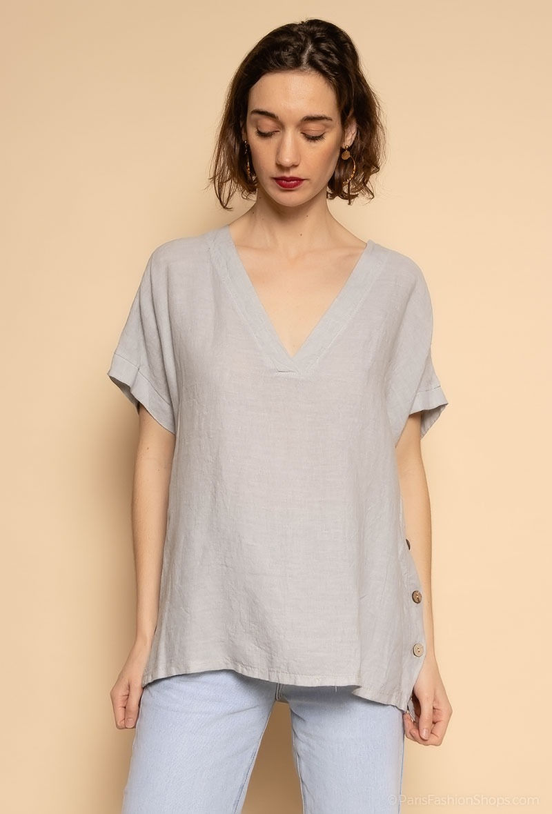 Thumbnail: Linen short sleeve blouse