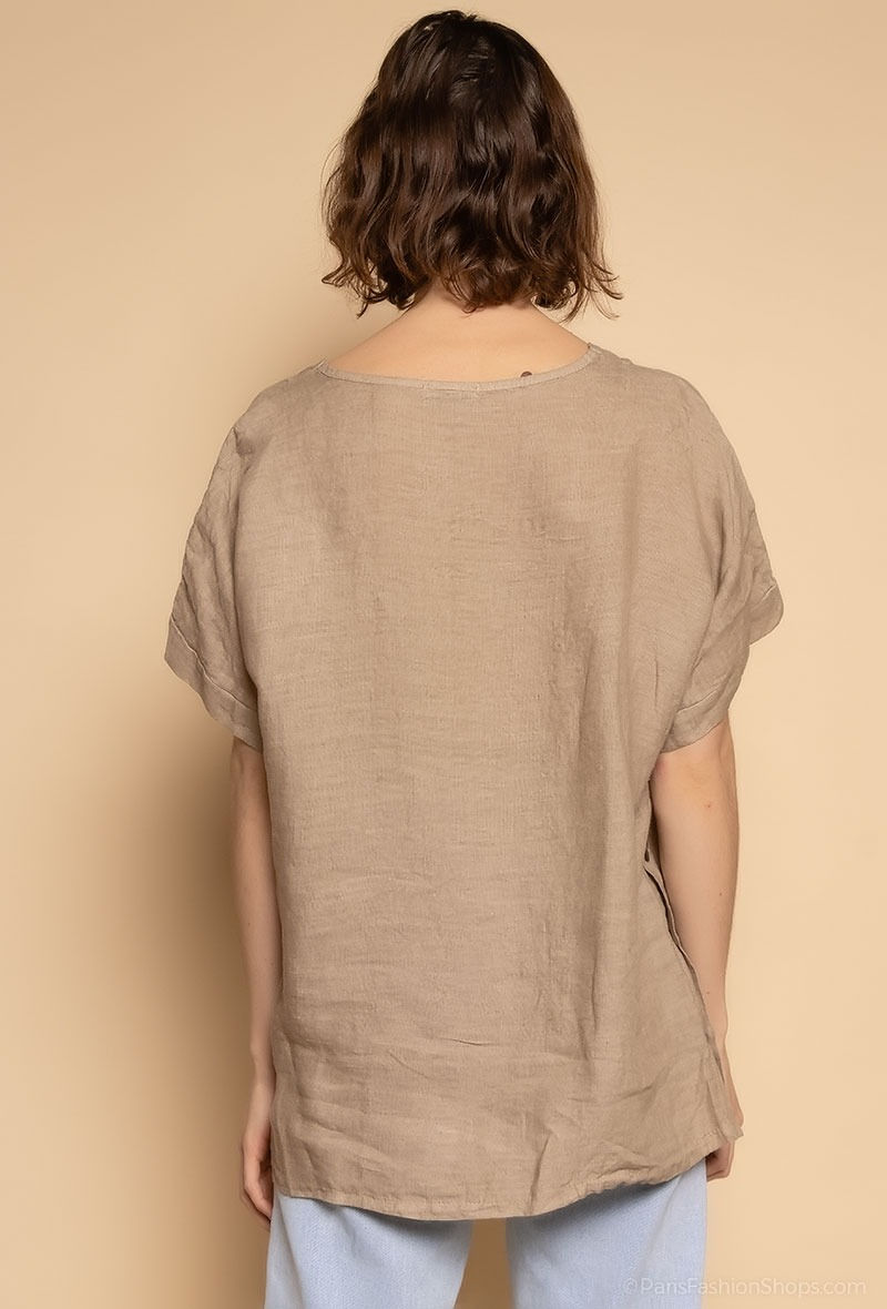 Thumbnail: Linen short sleeve blouse