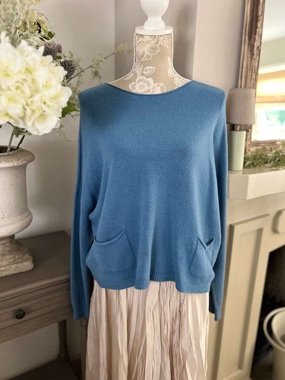 Thumbnail: Petrol blue soft knit jumper