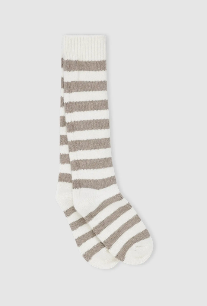 Thumbnail: Polar Socks Stripe - Ecru / Taupe