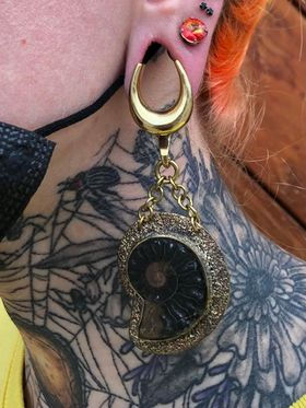 Ammonite weights ammonite jewelry Piercings by molly moon molly moon 920 tattoo and piercing 920 tattoo 920 oshkosh downtown oshkosh piercer body piercer body piercing 920 tattoo co wisconsin piercer wisconsin fine jewelry piercing piercings stretched ears neck tattoo neck tattoos