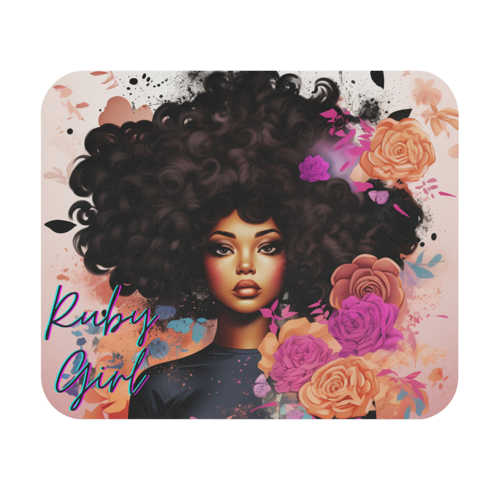 Ruby Girl Floral Mouse Pad - Stylish Office Decor for Creative Souls